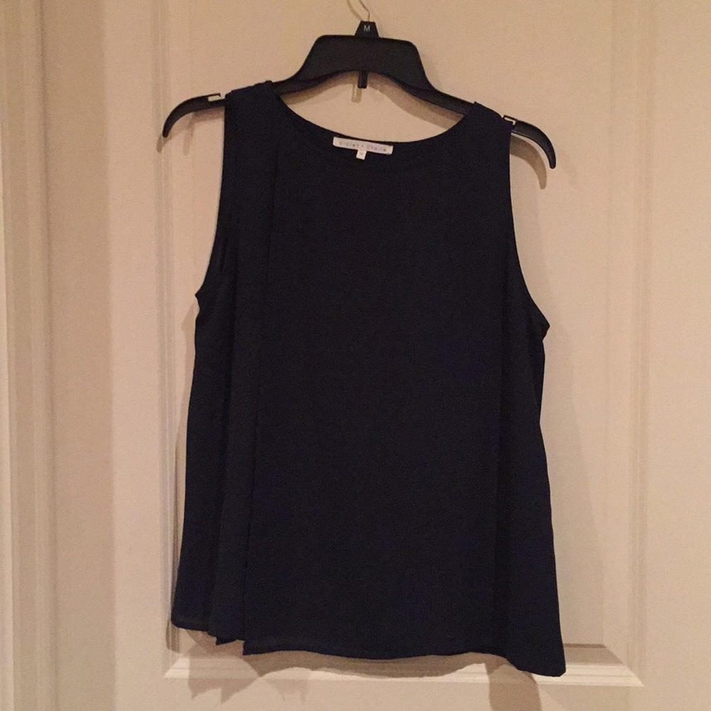 Navy blue sleeveless blouse